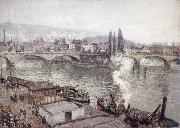 Camille Pissarro The Stone Bridge in Rouen,dull weather Spain oil painting artist